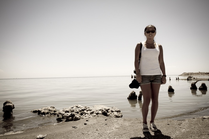 Caroline on the Salton Sea Coastline