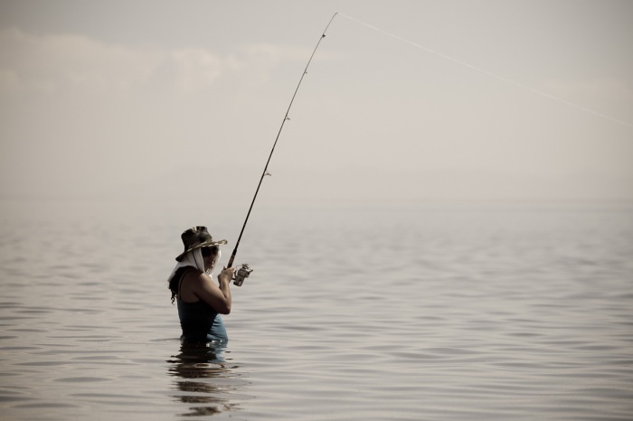 Fishing on the Salton Sea, CA